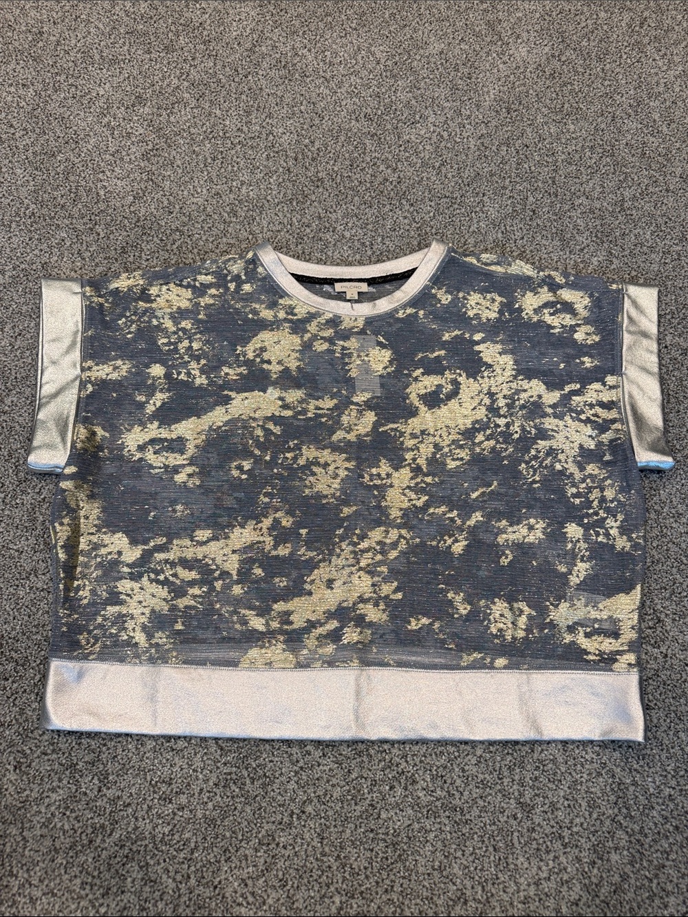 Pilcro Metallic Silver and Gold sheer top NWT! M!